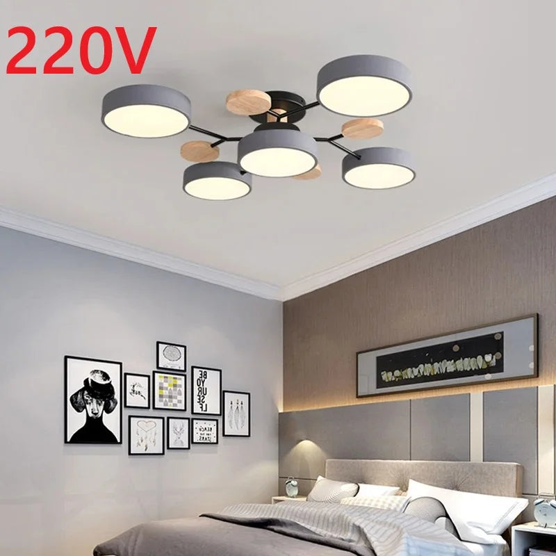 LED Chandelier 3-Color Lighting for Living Room Bedroom Hotel Apartment Study Home Decoration