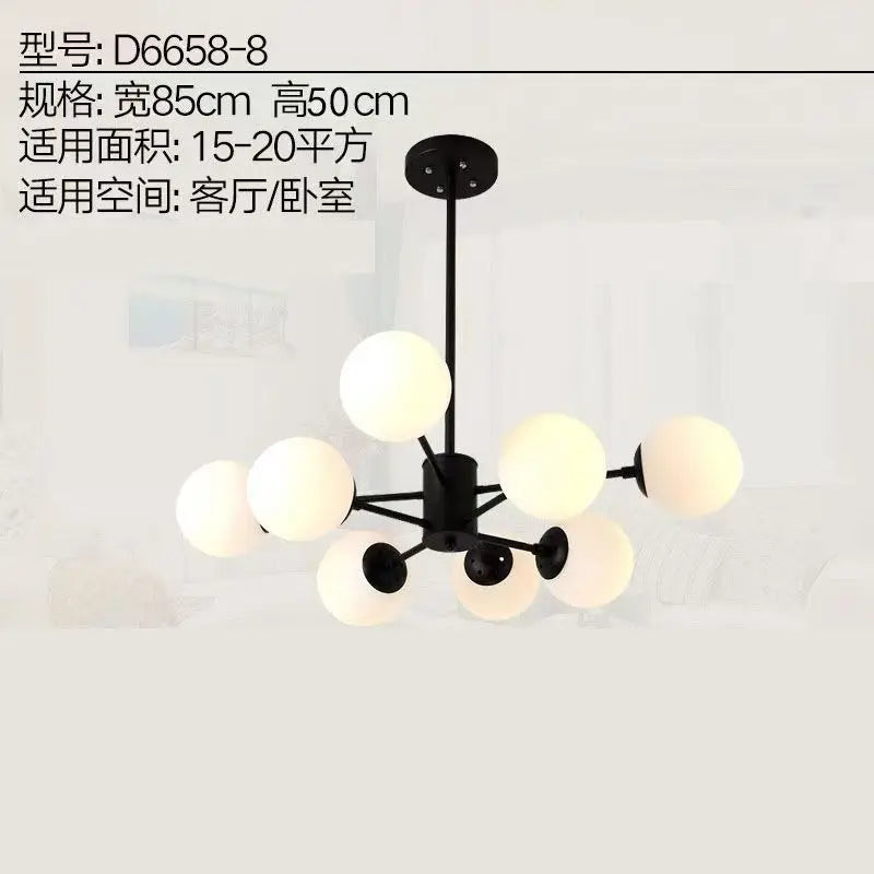 Modern Luxury Nordic Glass LED Chandelier for Living Room, Dining Room, Bedroom & Kitchen