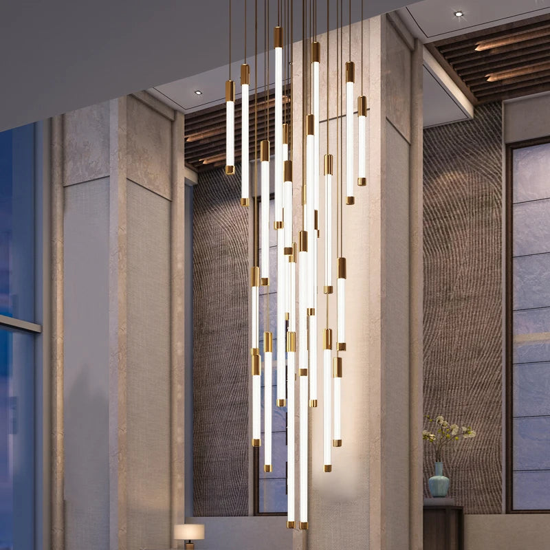 Modern Luxury LED Staircase Chandelier for Duplex, Attic, Living Room & Restaurant