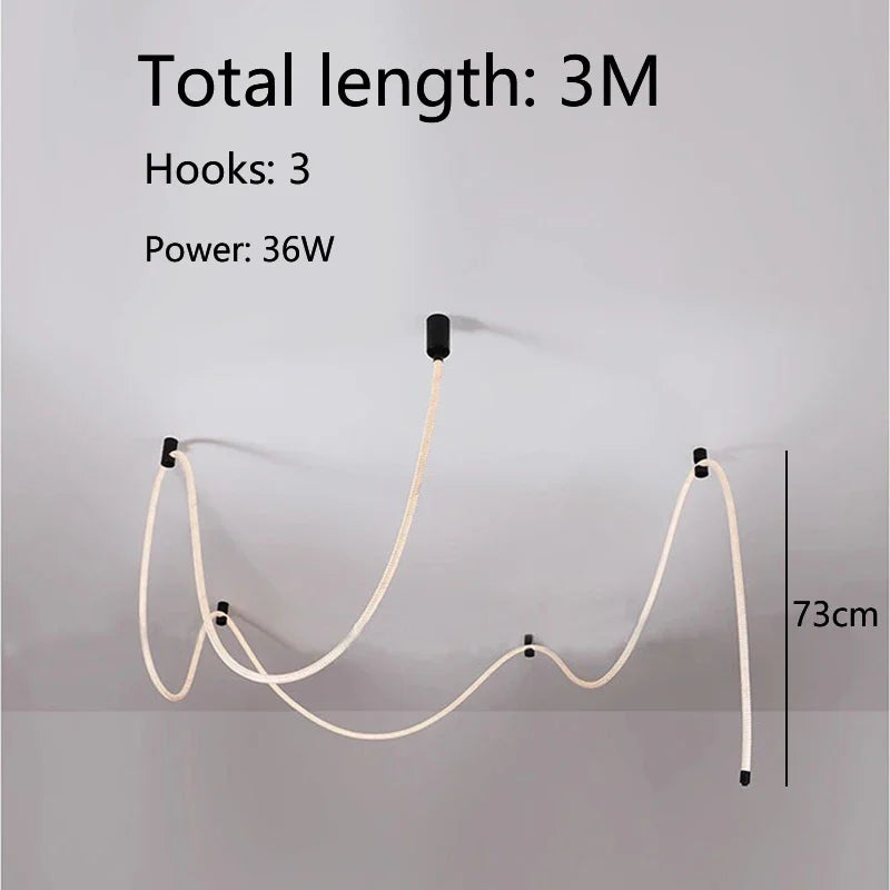 Designer DIY Silicone Chandelier, Art Wrapped Line Lamp for Living Room Dining Room Exhibition Hall Bedroom