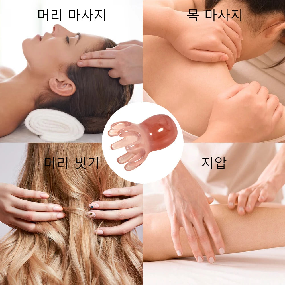 Cute Octopus Scalp Massage Comb, Korean Hair Care Stress Relief Anti-Hair Loss Portable Head Massager