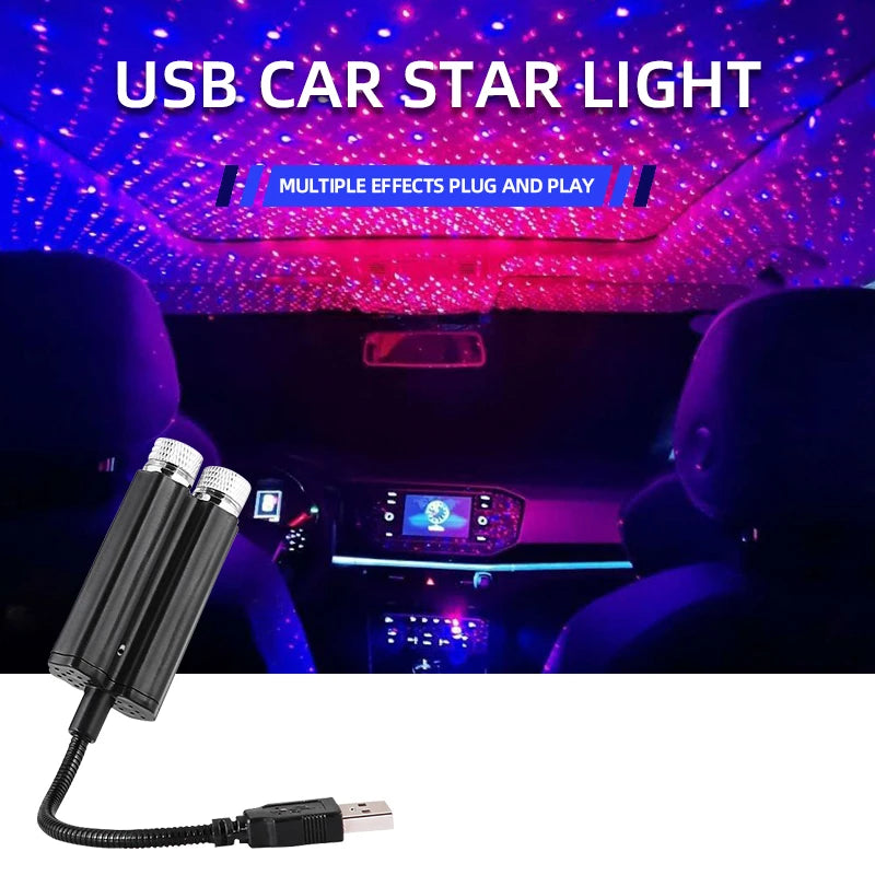 Car Interior Roof Star Light USB LED Starry Atmosphere Projector Galaxy Light Night Party Decor