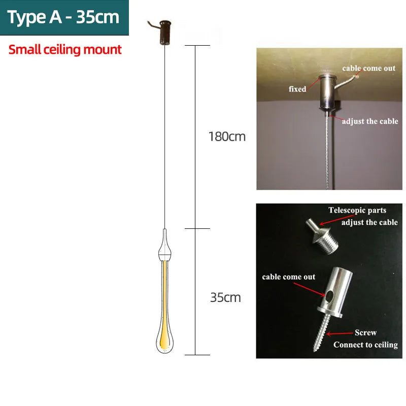 Nordic Luxury Crystal Water Drop LED Chandelier for Bedroom, Bedside & Bar