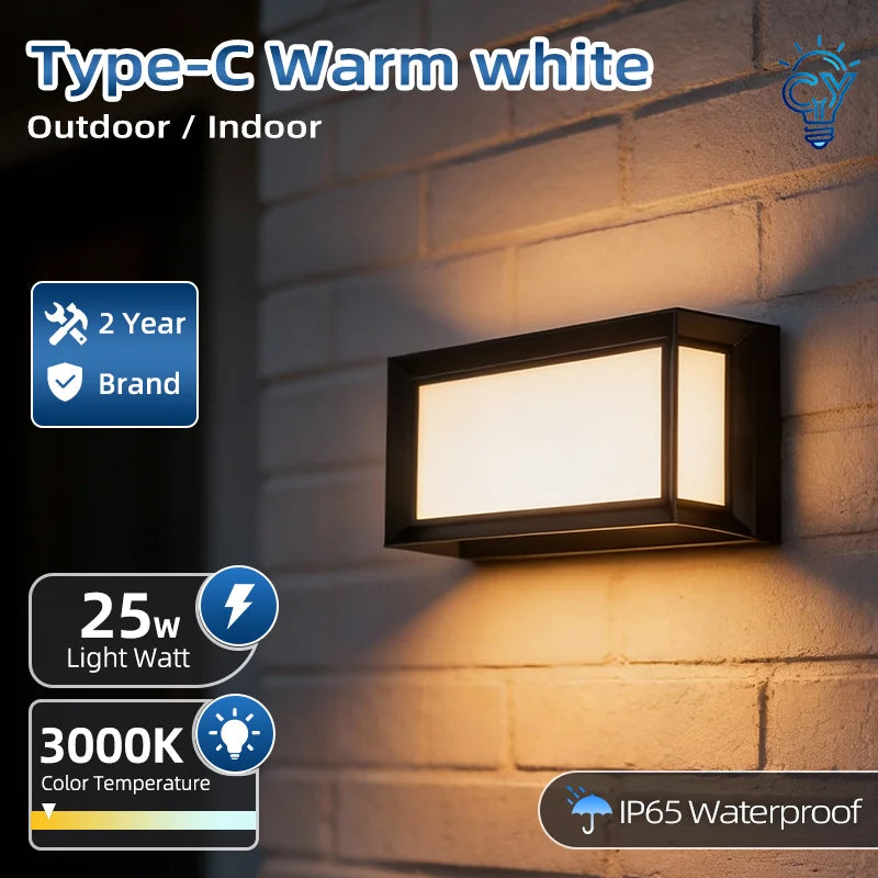 LED Outdoor Wall Light IP65 Waterproof Lamp Porch Lighting for Balcony Home Garden & Bedroom