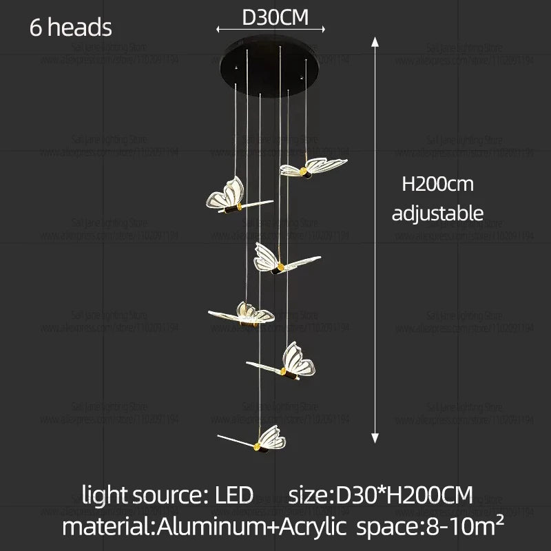 Modern Bird Chandelier Spiral Staircase Long Pendant Light for Living Room Villa Attic Dining Room