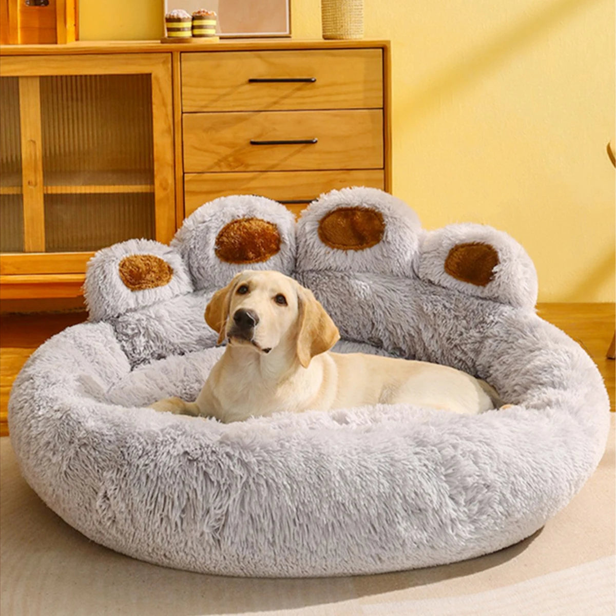 Fluffy Winter Warm Dog Bed Sofa Basket, Kennel Mat for Puppies & Cats with Blanket Accessories