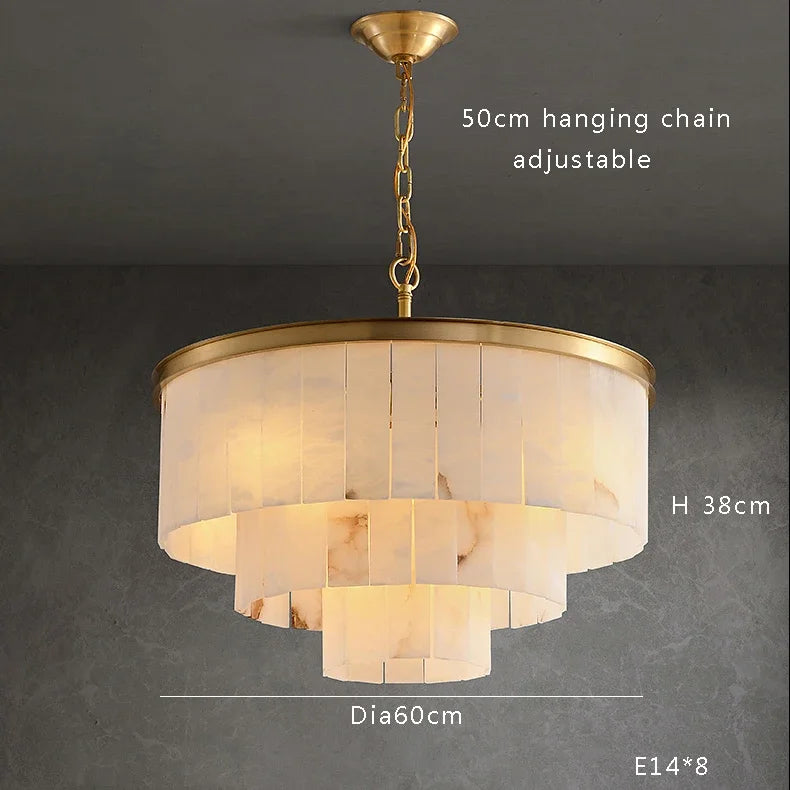 Full Copper Resin Chandelier with Luxury Marble Accents for Living Room Dining Room Bedroom Study