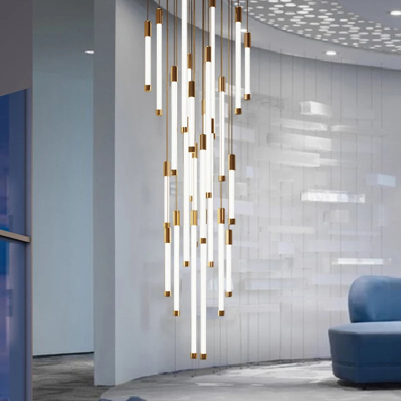 Modern Luxury LED Staircase Chandelier for Duplex, Attic, Living Room & Restaurant