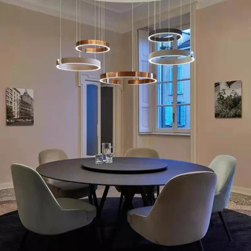 Modern Minimalist Stainless Steel C-Type LED Chandelier Pendant Lamp for Restaurant & Kitchen