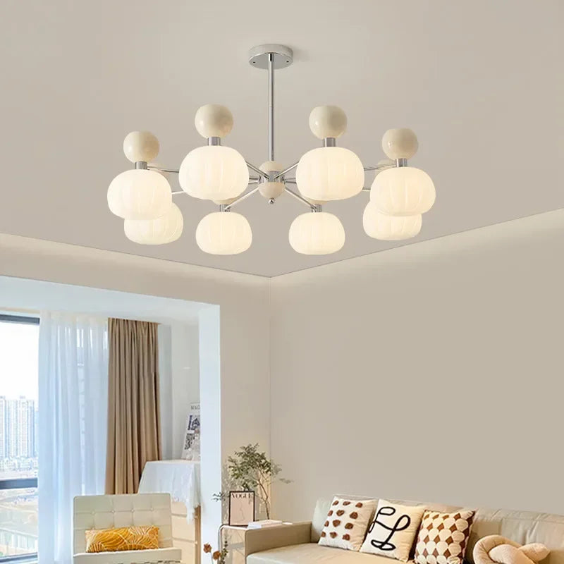 SANDYHA Elegant Modern Pumpkin Chandelier LED Lamp - Stylish Lighting Fixture for Living Room, Bedroom and Home Decor