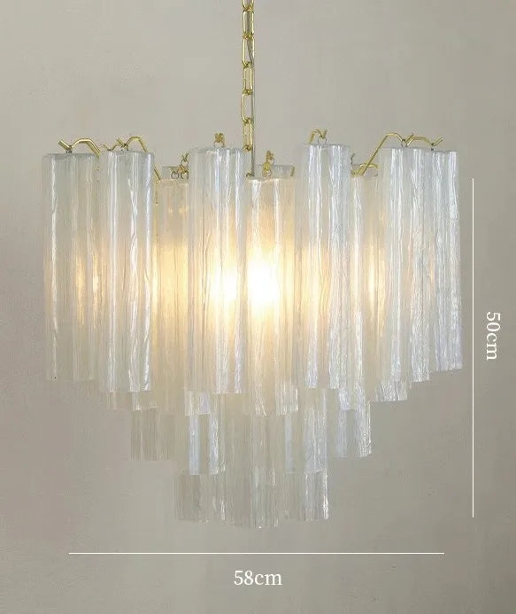 Art Deco Stained Glass Tube Chandelier for Dining Room Kitchen Island Lighting Home Decor Luxury Ceiling Pendant Lamp