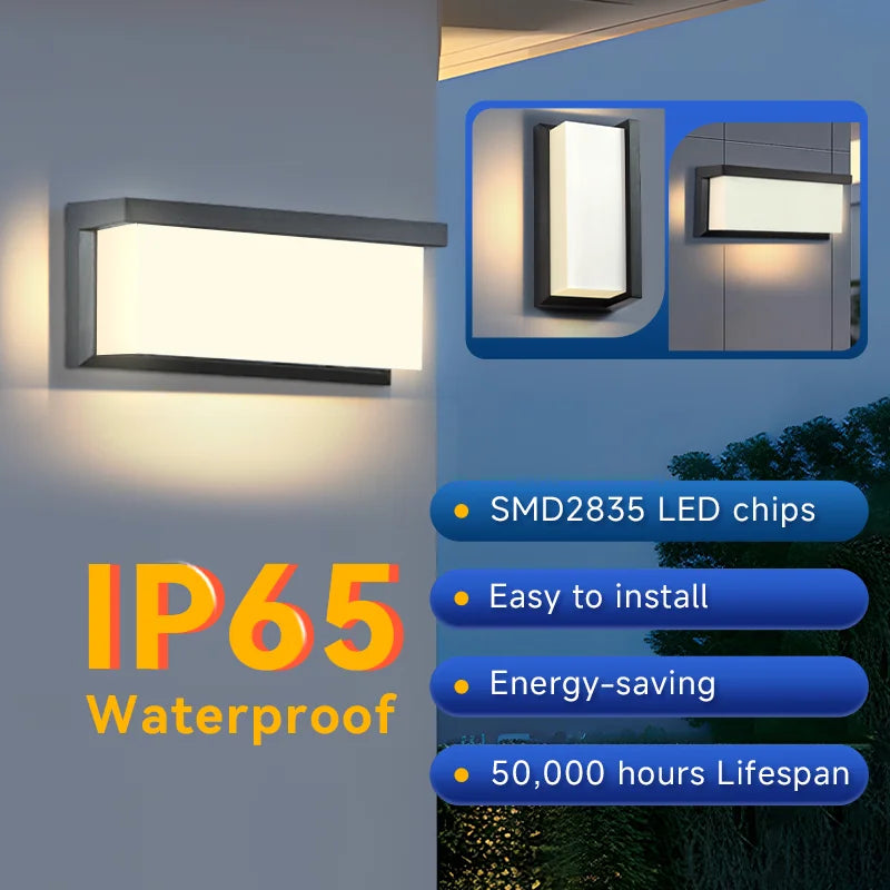 LED Outdoor Wall Light IP65 Waterproof Lamp Porch Lighting for Balcony Home Garden & Bedroom