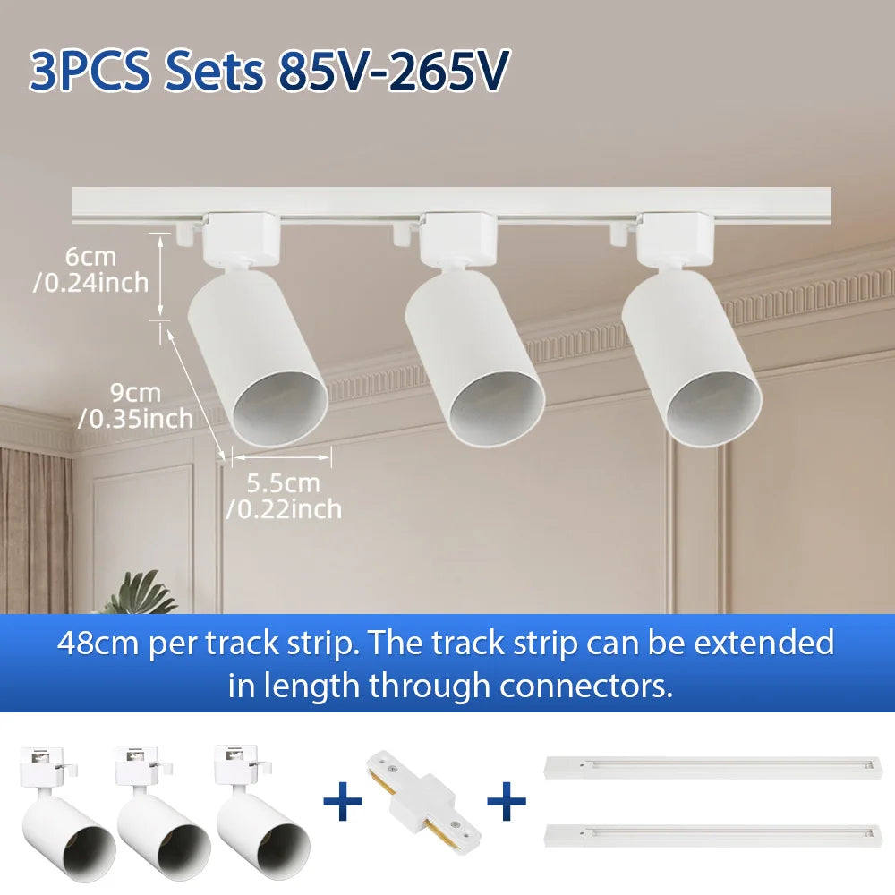 GU10 LED Track Light Full Set, Ceiling Spotlight for Kitchen Living Room & Store Decor