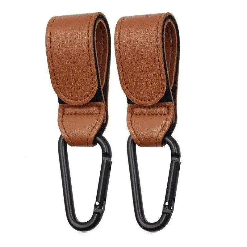 Leather Cart Hooks Baby Stroller PU Adjustable Pram Hook Organizer Diaper Bag Hanger Children Travel Accessories