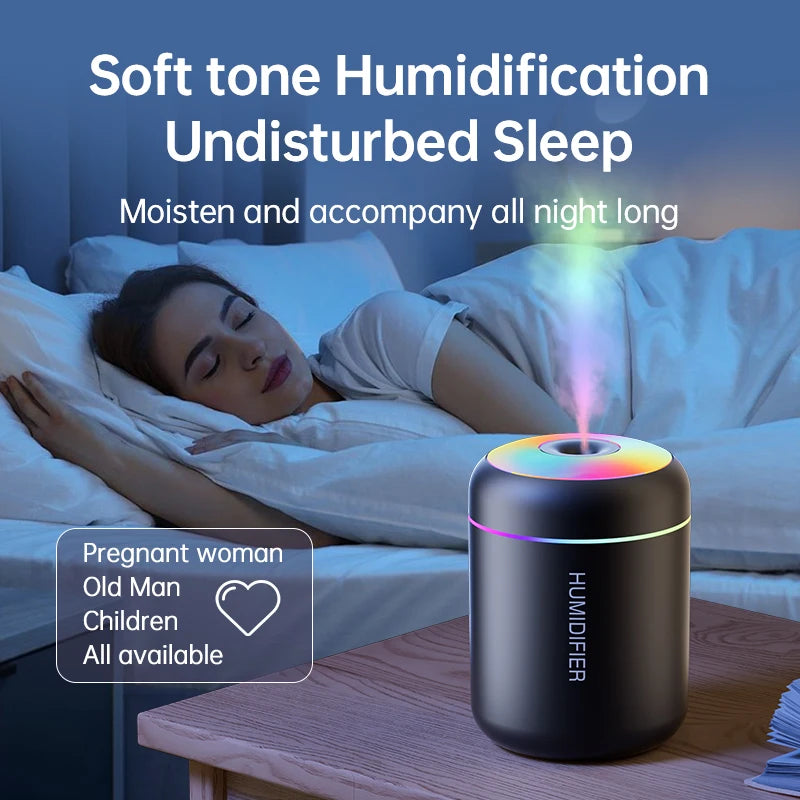 Mini Air Humidifier USB Electric Aroma Diffuser Essential Oil Purifier Aromatherapy Mist Maker with Lights for Car Home Bedroom