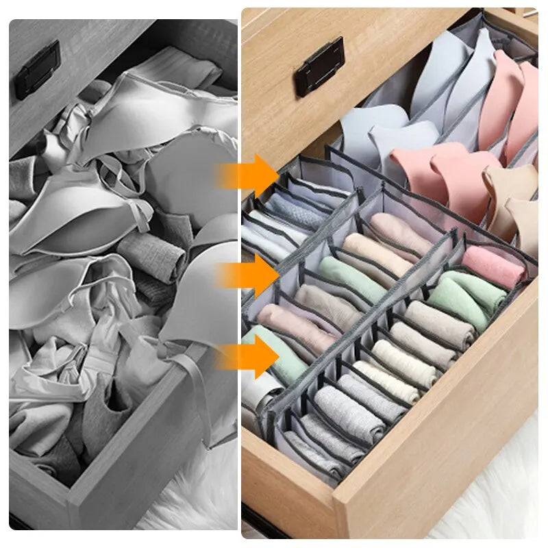 Foldable Underwear and Socks Organizer with Dividers Clothes Storage Box Breathable Mesh Bag for Wardrobe
