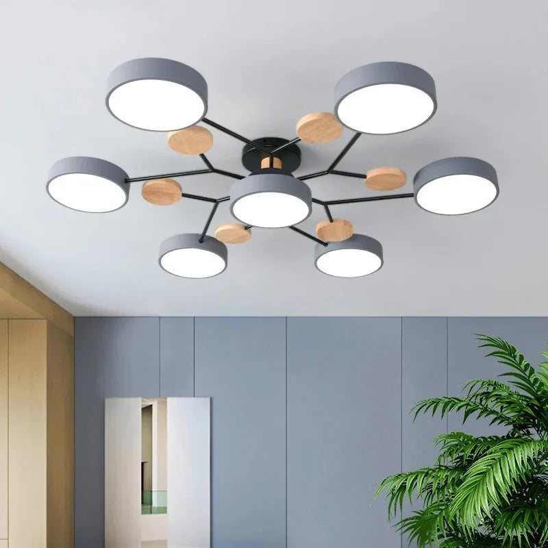 LED Chandelier 3-Color Lighting for Living Room Bedroom Hotel Apartment Study Home Decoration