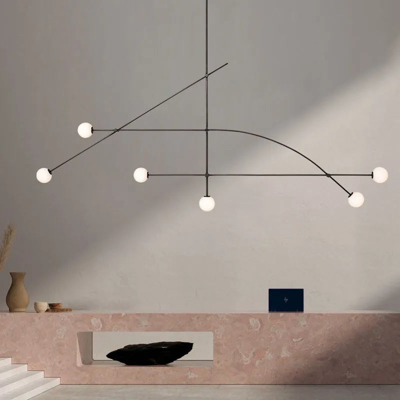 Modern Multi-Head Black Luminaire Pendant Chandelier for Living Room, Restaurant & Bedroom