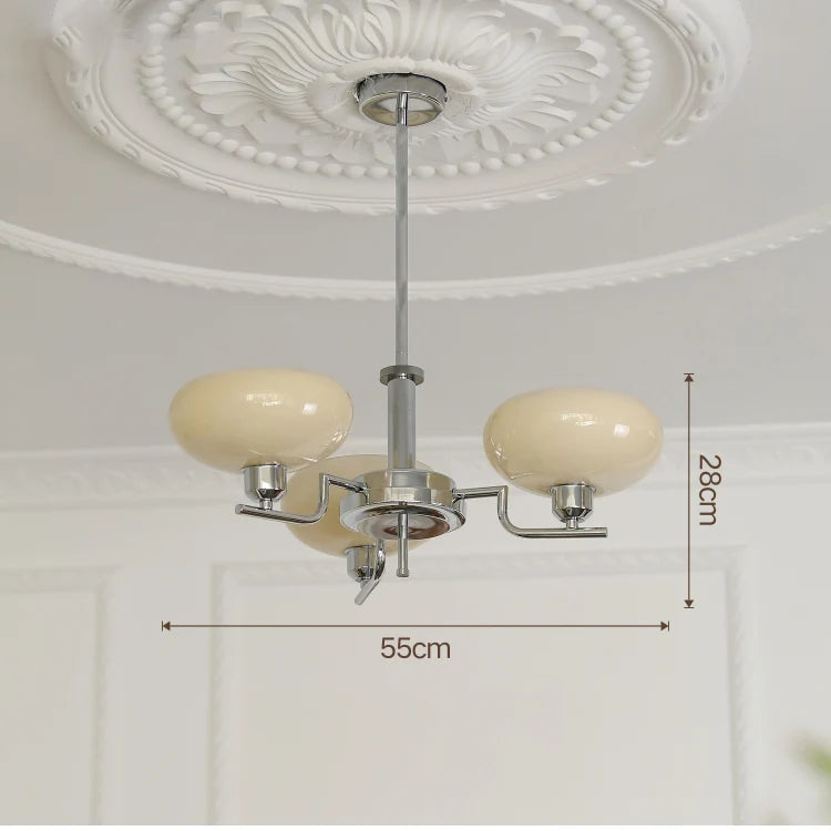 Bauhaus Modern French Designer Chandelier for Bedroom Study Living Room, Northern European Retro Lamp