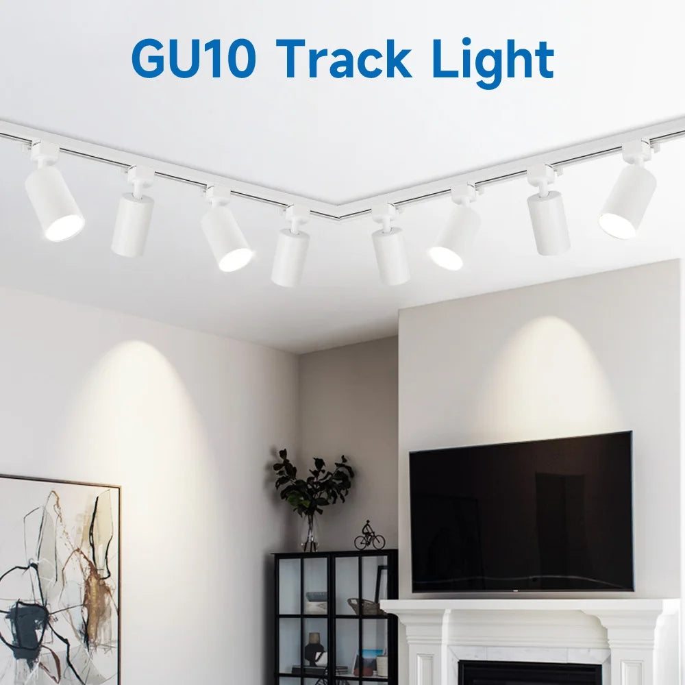 GU10 LED Track Light Full Set, Ceiling Spotlight for Kitchen Living Room & Store Decor