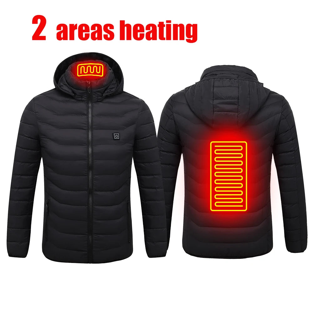 Men's Heating Jacket 21-Zone Four-Switch Control USB Electric Heated Coat Self-Heating Vest Thermal Warm Winter Coat