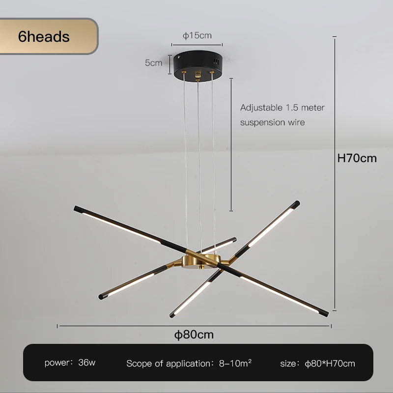 Nordic Geometric LED Pendant Chandelier with Remote Control for Restaurant, Living Room & Dining Table