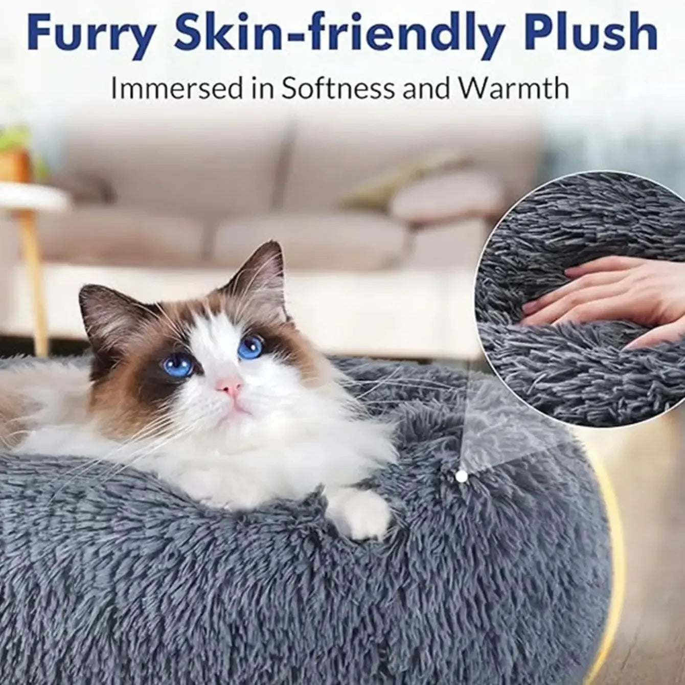 Round Pet Bed for Large Dogs Super Soft Cat Bed Plush Dog House for Medium Dogs Winter Warm Sleeping