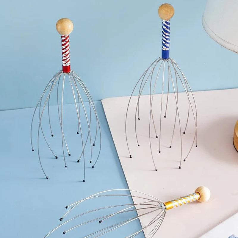Octopus Head Massager Stainless Steel Engraved Head Relaxer Brain Massage Claw Scalp Scratcher Itch Reliever