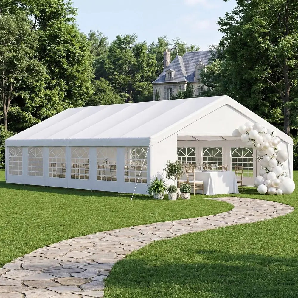 Waterproof Party Tent for Weddings and Outdoor Events with Removable Sidewalls and Roll-Up Door, Heavy-Duty Steel Frame