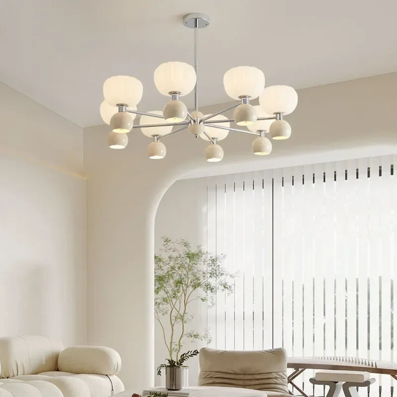 SANDYHA Elegant Modern Pumpkin Chandelier LED Lamp - Stylish Lighting Fixture for Living Room, Bedroom and Home Decor