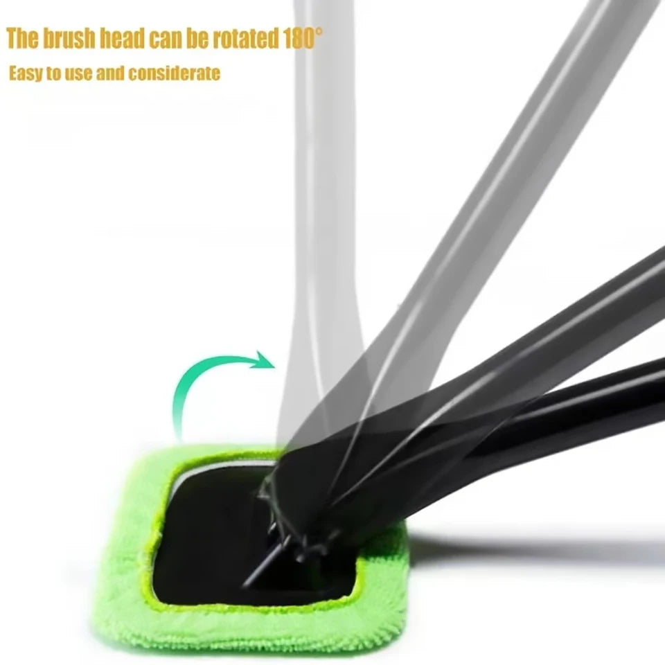 Car Window Cleaner Brush Kit with Long Handle, Windshield & Interior Auto Glass Cleaning Tool