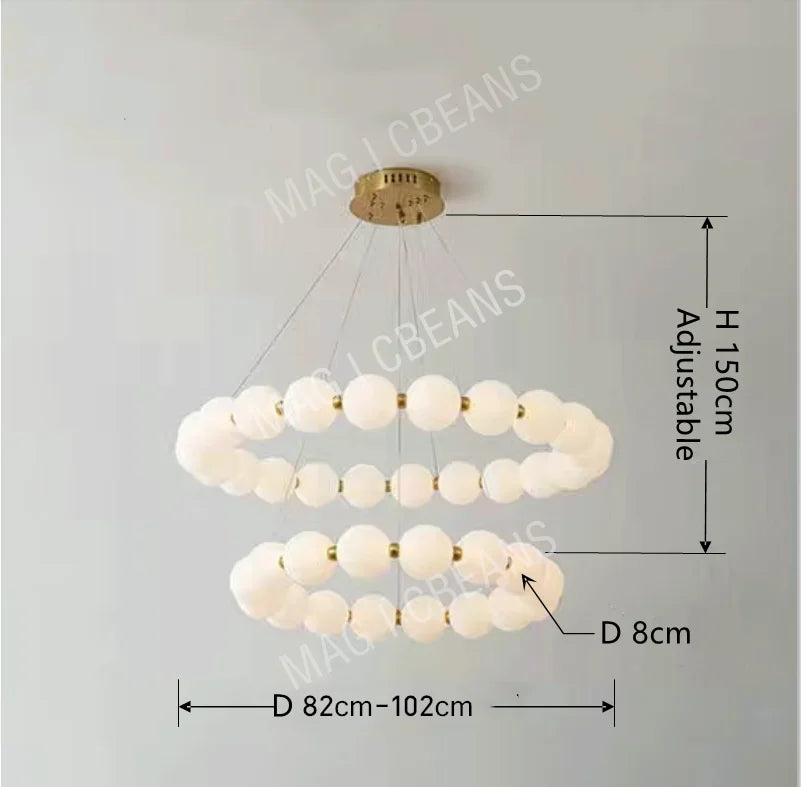 Nordic Magic Bean Round Chandelier - Modern Minimalist Lamp for Living Room, Bedroom & Restaurant