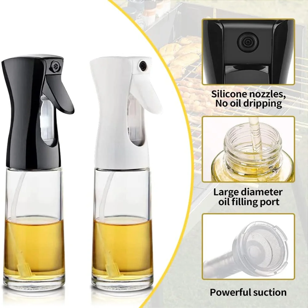 Reusable Olive Oil Spray Dispenser Bottle - Food Grade Mist Sprayer for Cooking & Vinegar