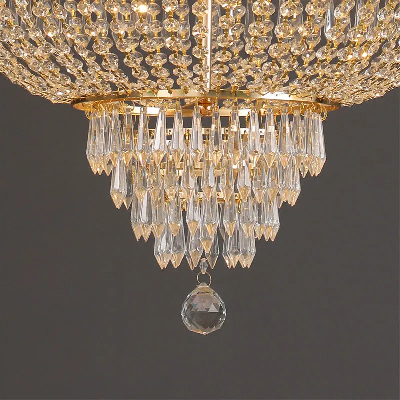 Luxury LED Crystal Pendant Chandelier for Living Room Hotel Lobby Villa High Ceiling Staircase European-Style