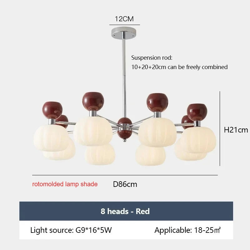 SANDYHA Elegant Modern Pumpkin Chandelier LED Lamp - Stylish Lighting Fixture for Living Room, Bedroom and Home Decor