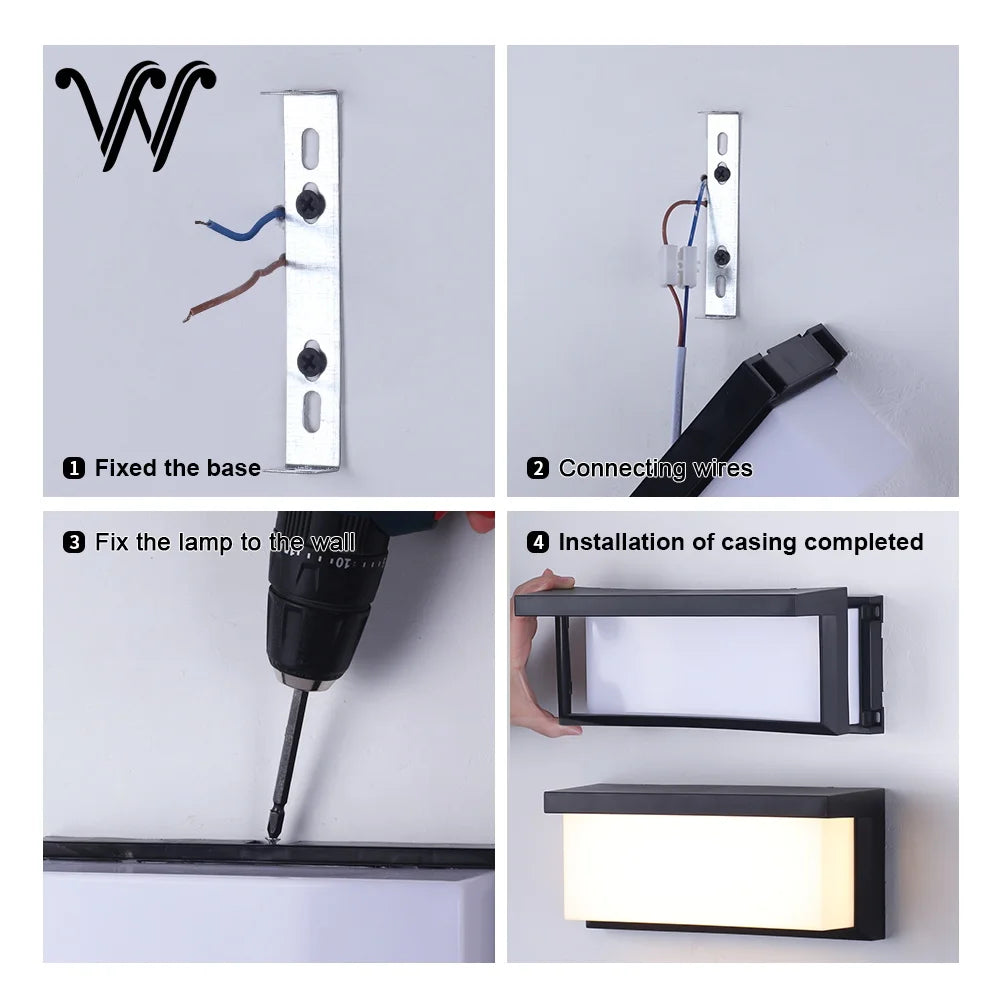 IP65 Waterproof Outdoor LED Wall Lamp Exterior Lighting Plastic Lamp Body Warm White Porch & Garden Light