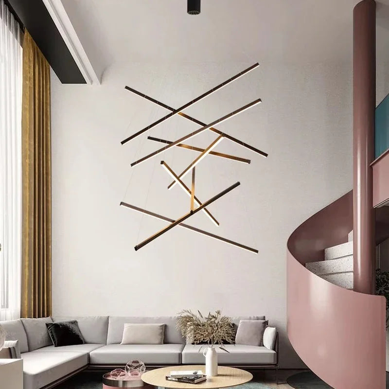 Modern Minimalist LED Ceiling Chandelier Pendant Lamp for Living Room, Hall & Staircase