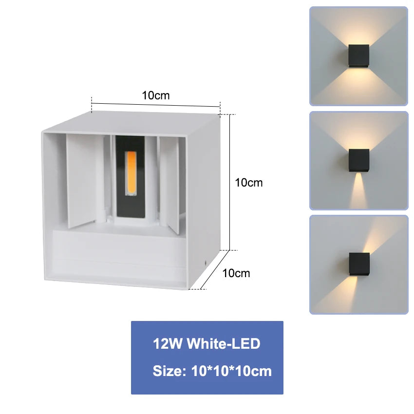LED Waterproof Wall Lamp in Black, White or Grey for Indoor and Outdoor Lighting Decoration Aluminum Wall Lights