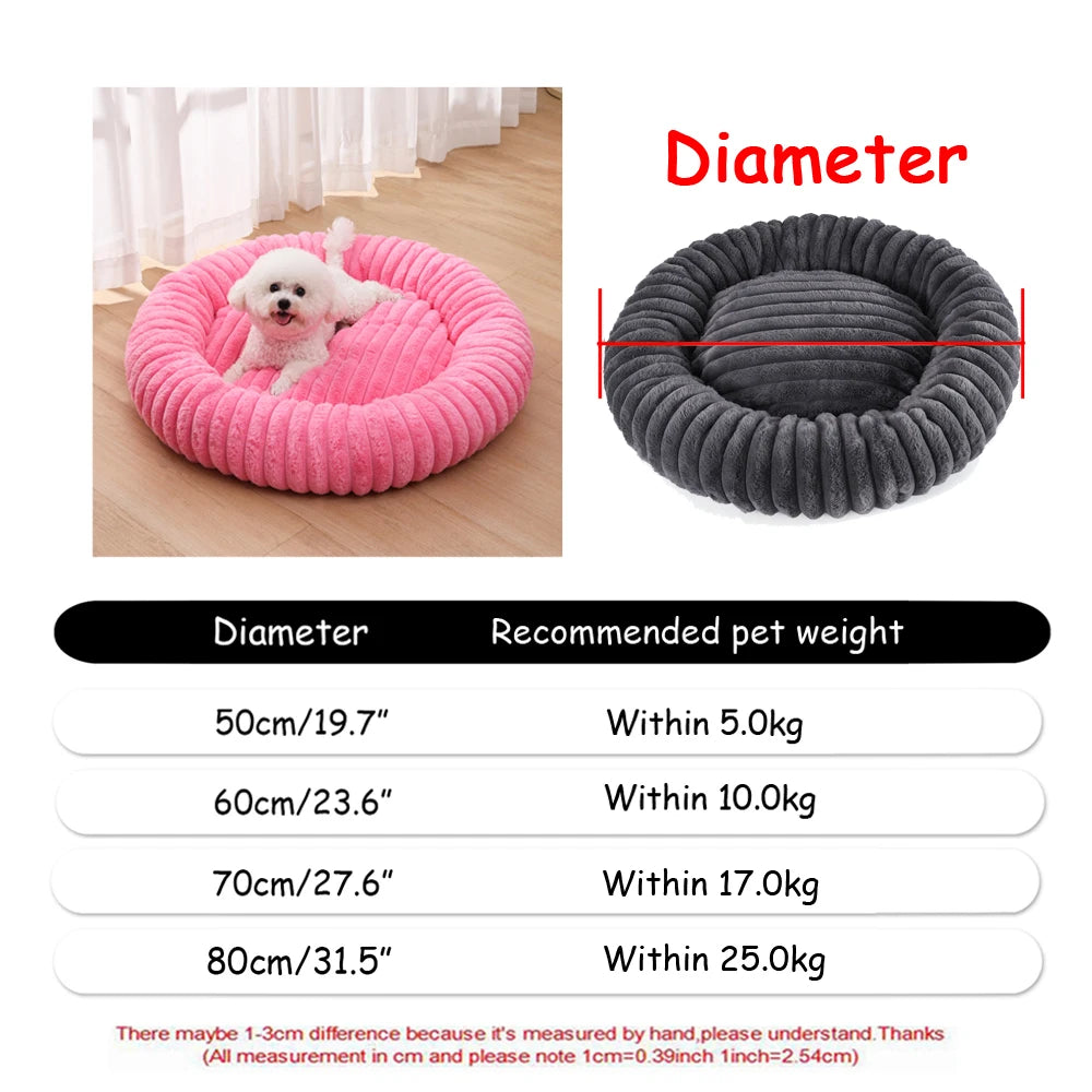 Round Pet Bed for Large Dogs Super Soft Cat Bed Plush Dog House for Medium Dogs Winter Warm Sleeping