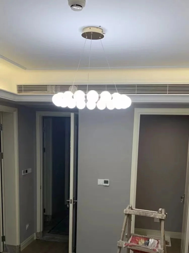 Nordic Magic Bean Round Chandelier - Modern Minimalist Lamp for Living Room, Bedroom & Restaurant