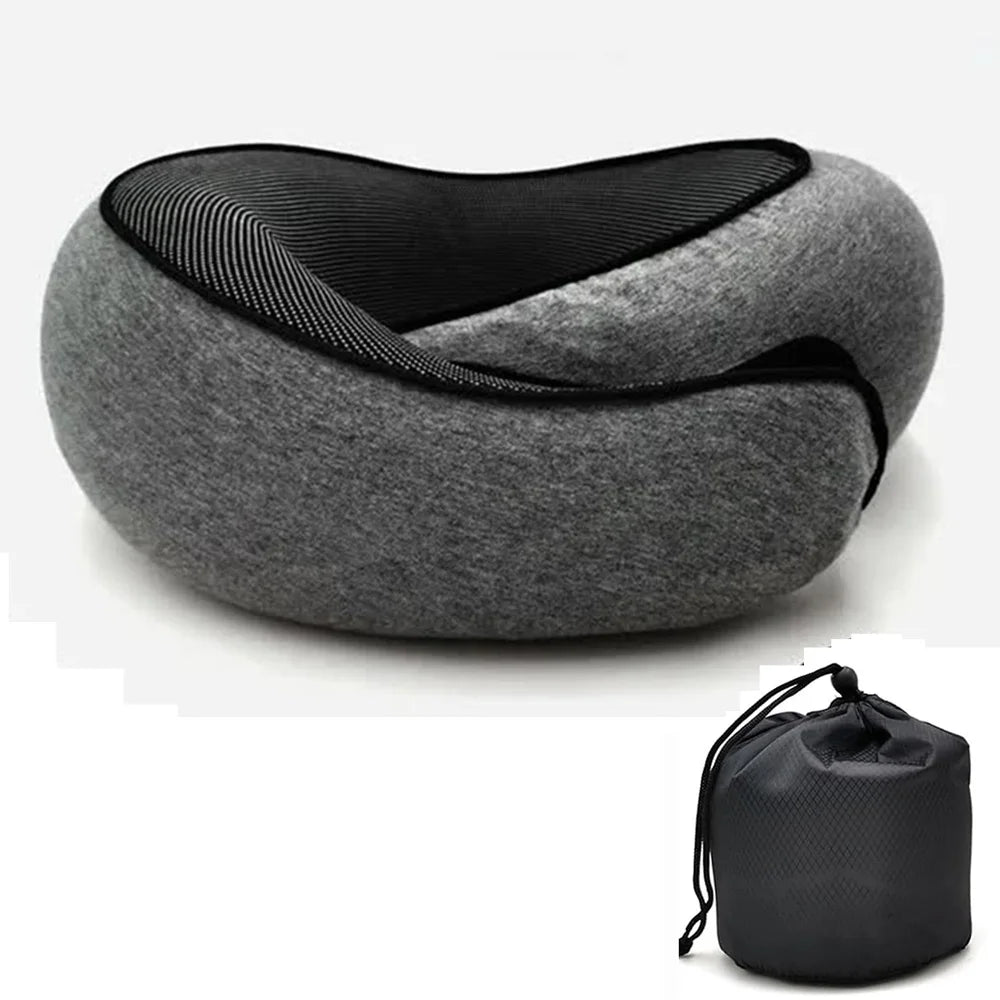 Travel Neck Pillow - Memory Foam U-Shaped Snail Style Neck Support, Portable Adjustable Soft Sleep Pillow for Naps
