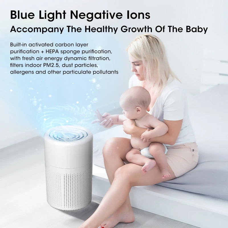 Mini Desktop Portable Air Purifier Household HEPA Filter Air Cleaner Freshener Odor Remover