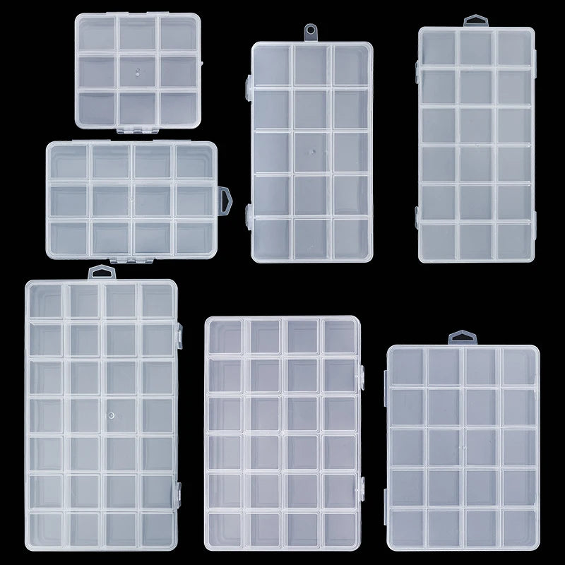 Transparent Storage Container Jewelry Box - Clear Plastic Organizer and Display Case for Earrings and Beads