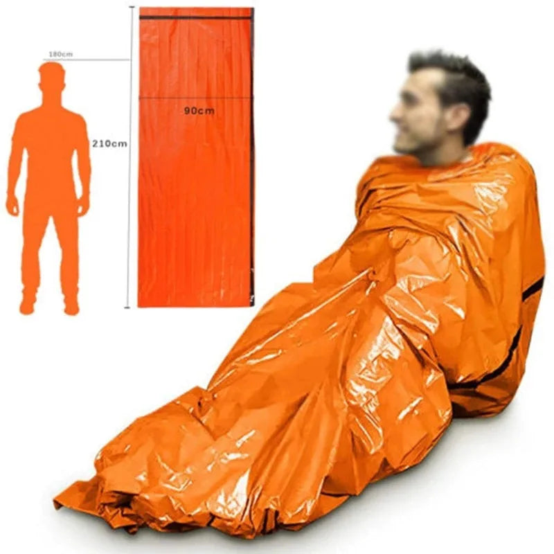 Waterproof Emergency Survival Sleeping Bag - Thermal Mylar Blanket for Outdoor Camping Gear and First Aid Rescue Kit