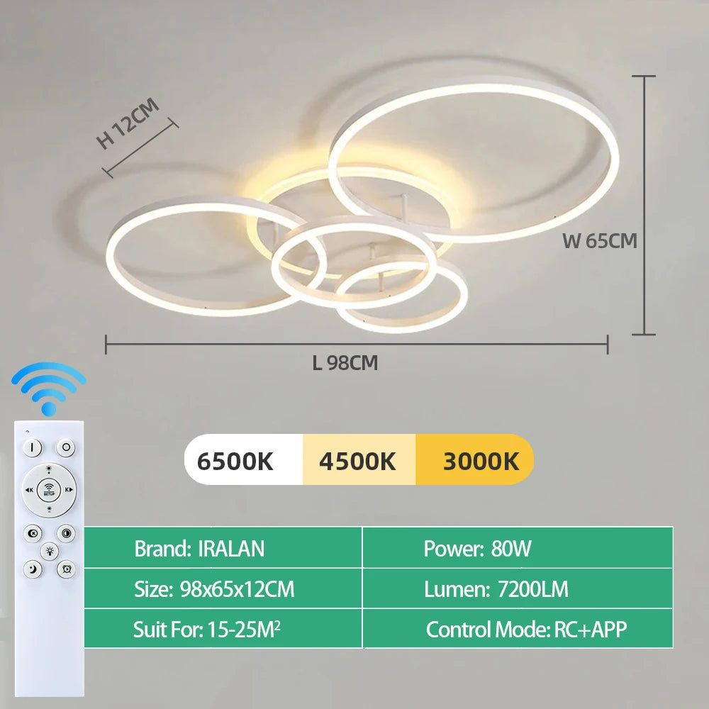 Modern Dimmable LED Ceiling Chandelier Lamp for Home, Living Room, Study & Bedroom Decor