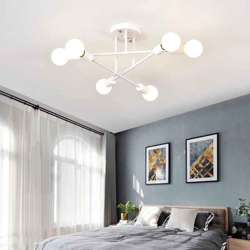 Nordic Minimalist LED Pendant Ceiling Chandelier in Black & Gold for Bedrooms & Living Rooms