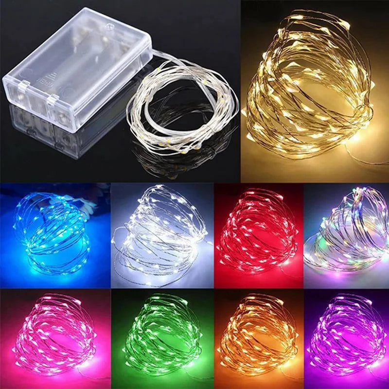 Fairy Light LED Copper Wire String Lights Battery Powered for Bedroom Garden Party Wedding Decoration