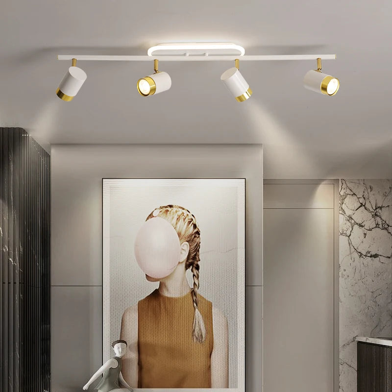 Black & White LED Chandelier for Living Room Balcony Corridor, Modern Simple Decorative Lighting