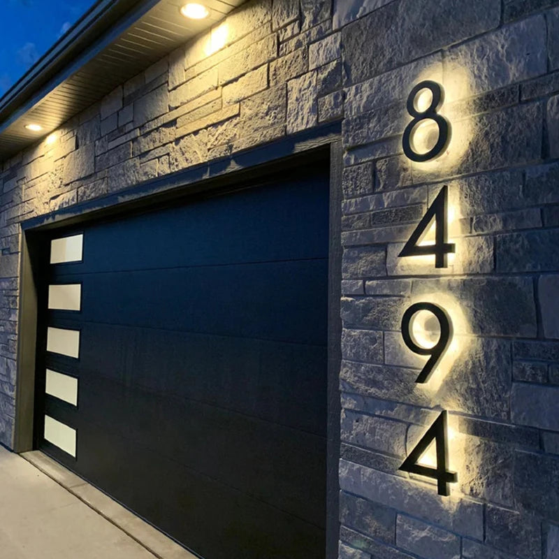 Custom Metal 3D LED House Number Sign, Outdoor Waterproof Address Plate for Home & Apartment Doors