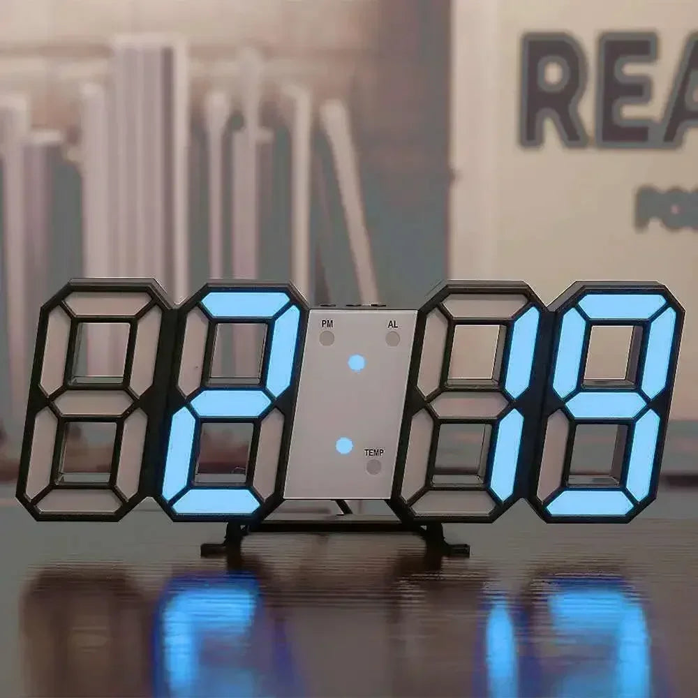 3D LED Digital Clock Wall Decoration Glow Night Mode Adjustable Electronic Watch for Bedroom Room Decor
